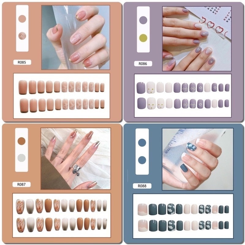 [Hàng mới về] Set 24 móng giả loại ngắn/dài loại R081-R100 kèm keo dán