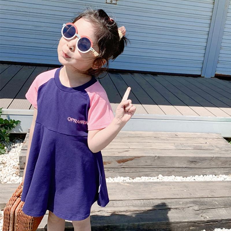 Đầm Tay Ngắn Xếp Li Cho Bé Gái