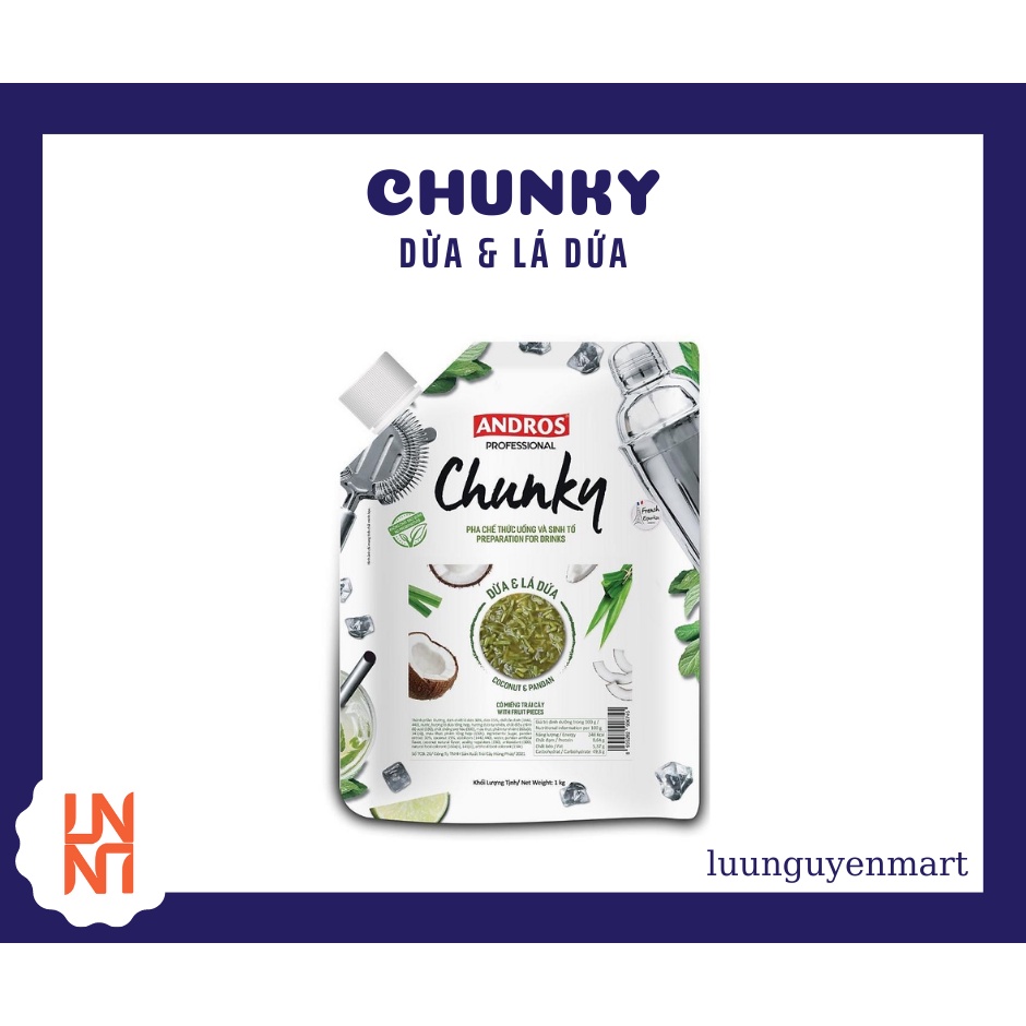 Mứt Trái Cây Pha Chế Chunky Dừa & Lá Dứa  Bịch 1kg
