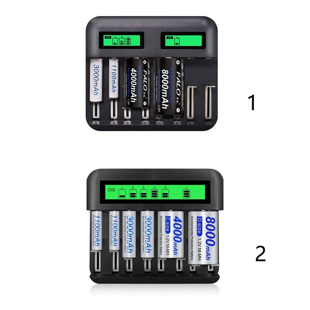 BTLIMER Bộ Sạc Pin Nhanh Ni-MH / Ni-CD AA / AAA / C / D 8 Ngăn