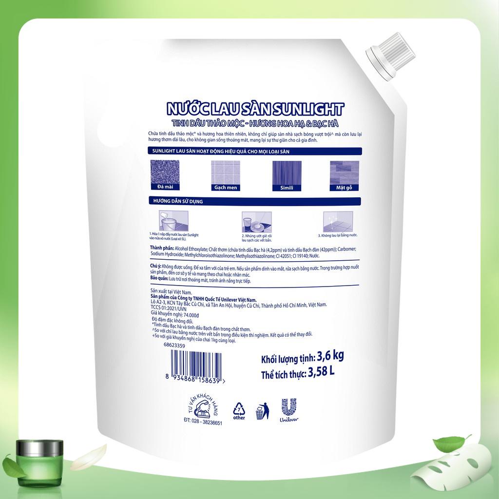 Nước Lau Sàn Sunlight Tinh Dầu Thảo Mộc Túi 3.6 Kg