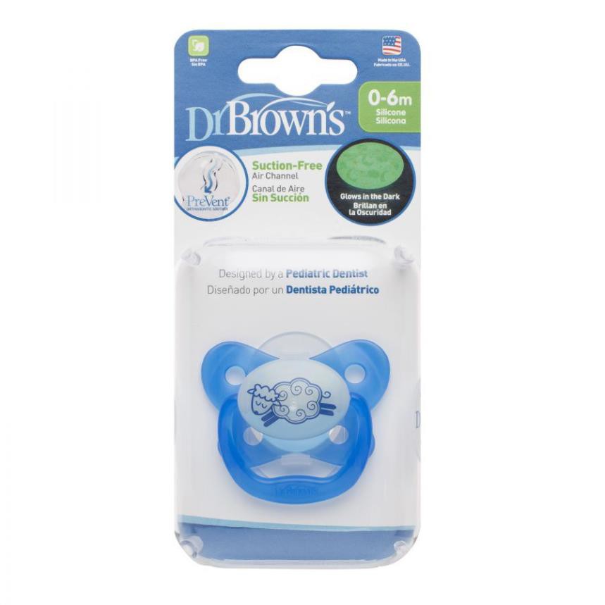 Ty ngậm đơn phát sáng con Cừu Dr Brown's (0-6m) - Xanh