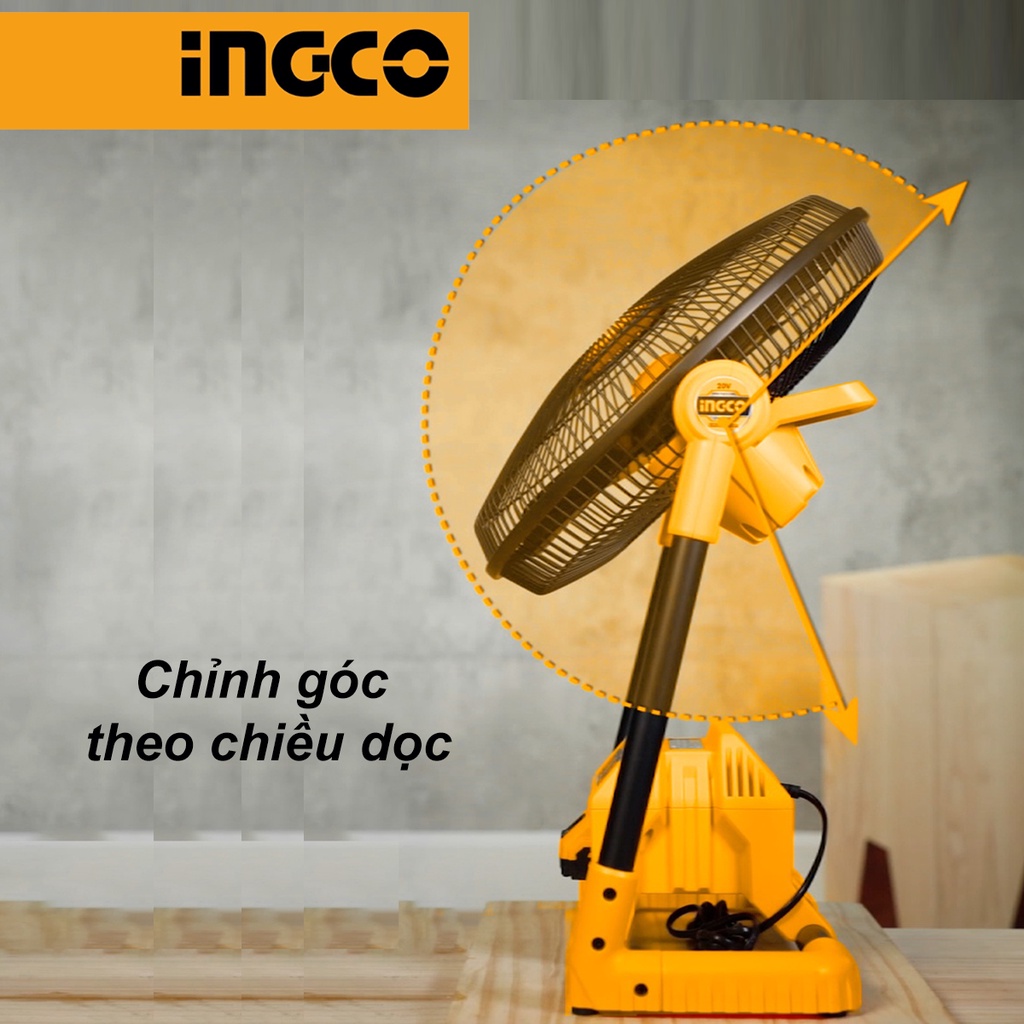 INGCO CFALI2001 Quạt để bàn dùng pin 20V & điện Ingco loại 30cm Không kèm pin và sạc