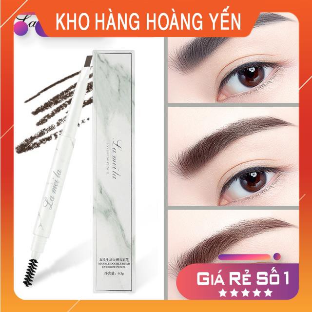 Bút kẻ mày 2 đầu vân đá hàng chính hãng nội địa, bám bền màu cả ngày ✅