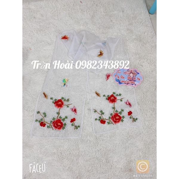 Khăn áo hầu đồng - khăn múa cô Chín , cô bơ , dải lụa hoa hồng múa cô chín cô bơ