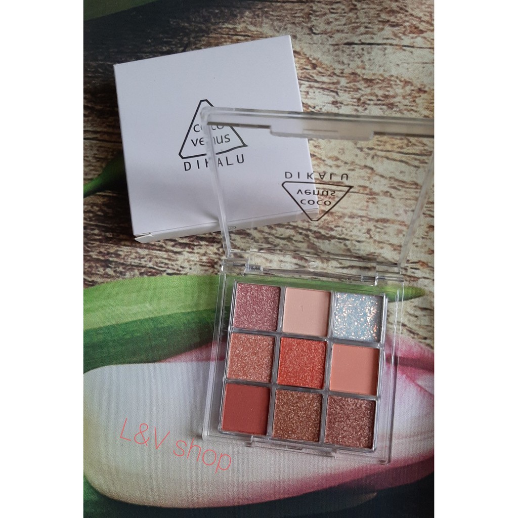 Phấn Mắt DIKALU VENUS 9 Ô Màu Nhũ - Nhẹ Nhàng Lấp Lánh