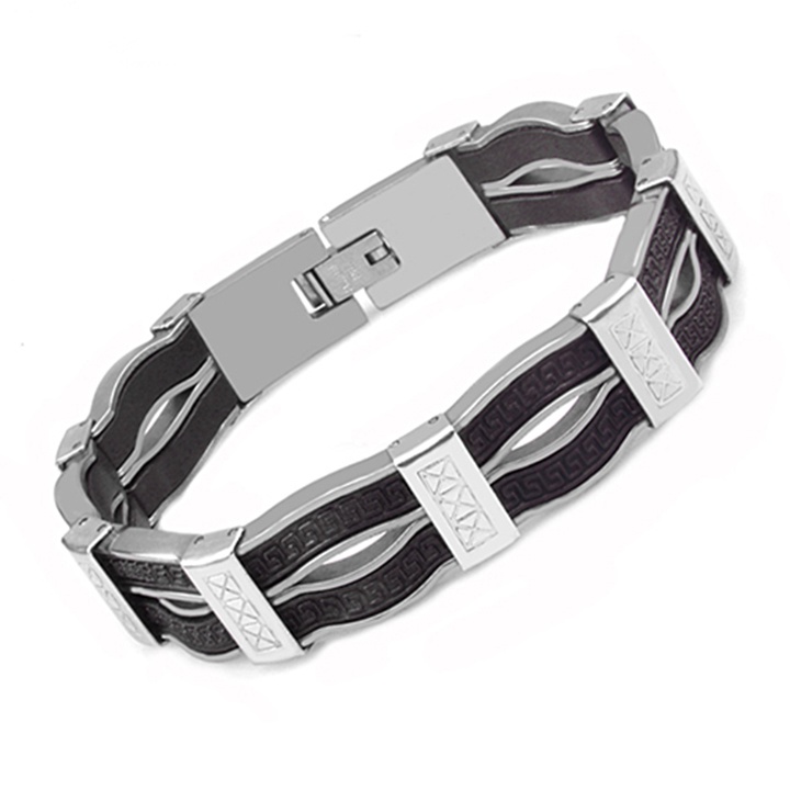 Lắc tay inox thép không gỉ titan nam cao cấp đẹp sang trọng inox trangsucpt màu trắng PTLTNA87