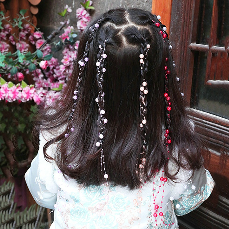 Dây Cột Tóc Đính Ngọc Trai Xinh Xắn Cho Bé Gái