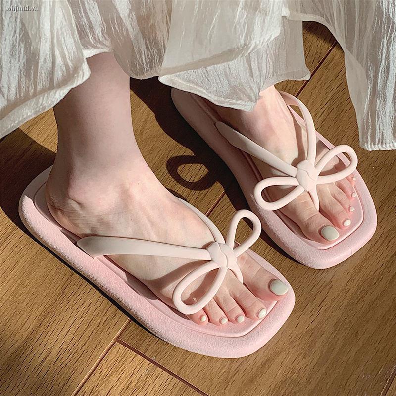 Dép Xỏ Ngón Đế Mềm Chống Trượt Đính Nơ Phong Cách Hàn Quốc Cho Nữ