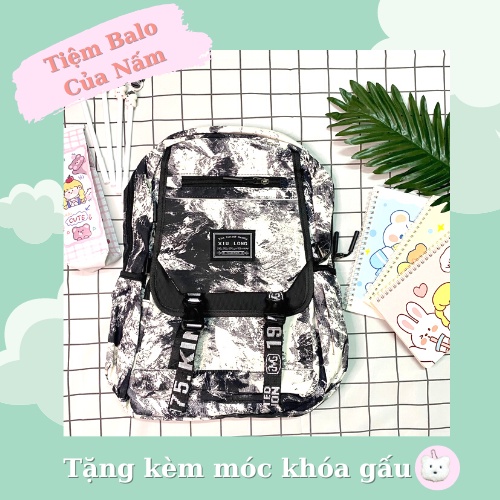 Balo Nam Nữ Ulzzang Loang Màu Cực Chất, Balo Thời Trang Hàn Quốc Chất Vải Dù Poly Chống Thấm Nước