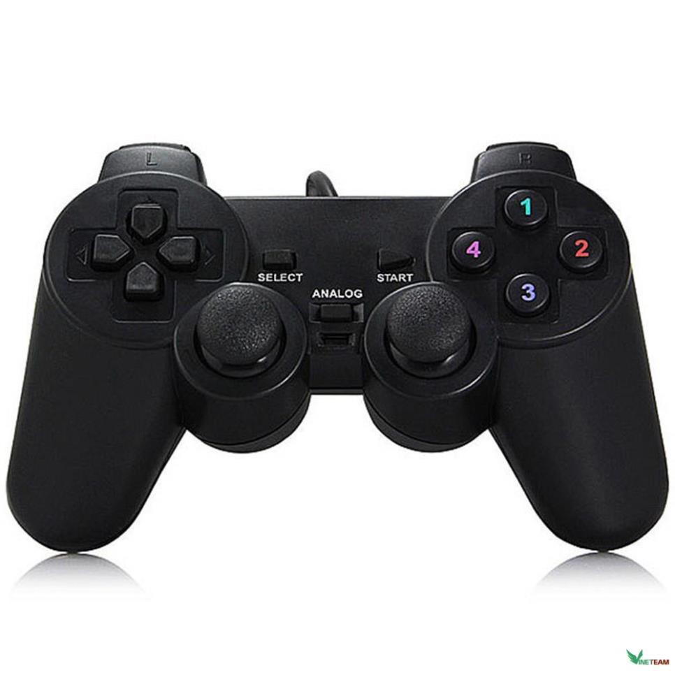 (Hàng xịn) Tay cầm chơi game PS2, PS3, PS4 có dây chế độ rung, dây kết nối USB cho PC / Laptop -dc2538