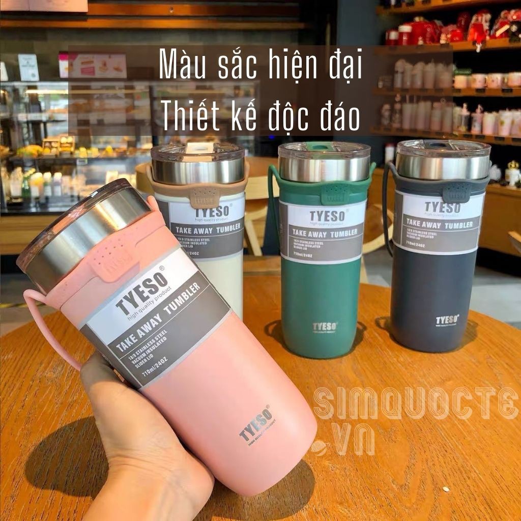 Bình giữ nhiệt Tyeso 710ML thiết kế dễ thương có quai xách silicone rộng rãi