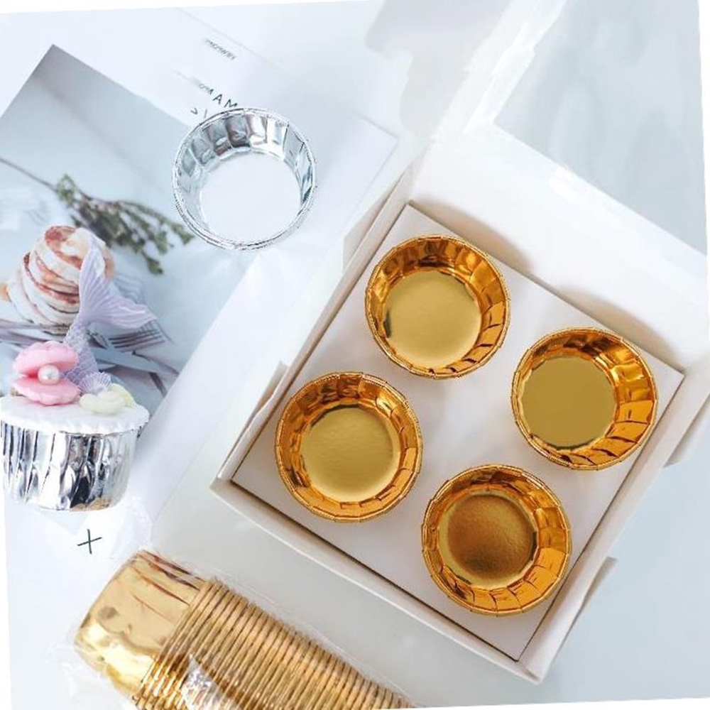KUNHEV Set 50 Cốc giấy bạc làm bánh Cupcake tiện dụng