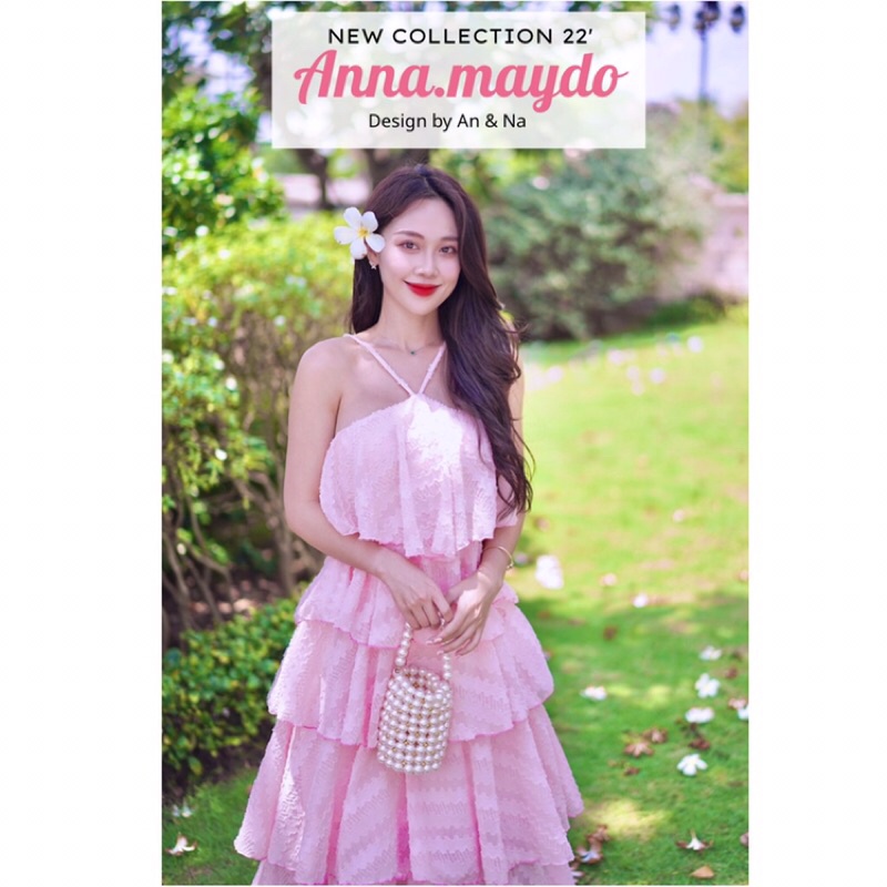 Váy maxi yếm tầng hồng mây anna.maydo