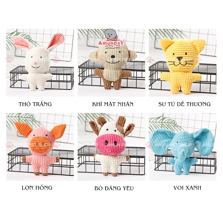 Đồ Chơi Cho Chó Mèo Cao Cấp Hình Thú Nhồi Bông Phát Ra Tiếng Cho Thú Cưng Chút Chít Amun Pet