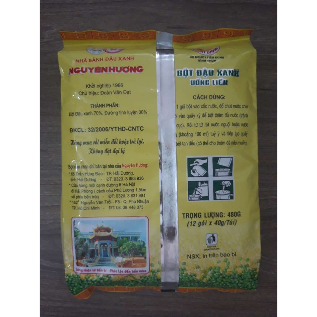 Bột đậu xanh Nguyên Hương có đường 480g