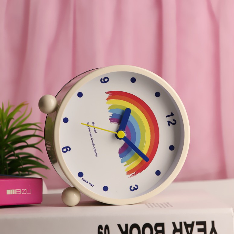 Đồng hồ báo thức, đồng hồ để bàn trang trí phòng siêu cute, chất liệu thép cao cấp