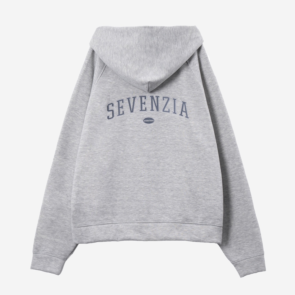Áo khoác Zipper Hoodie "SEVENZIA Signature" Heather Gray