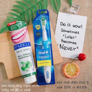 COMBO BÀN CHẢI ĐIỆN ORAL B + KEM ĐÁNH RĂNG TRIPLE WHITE
