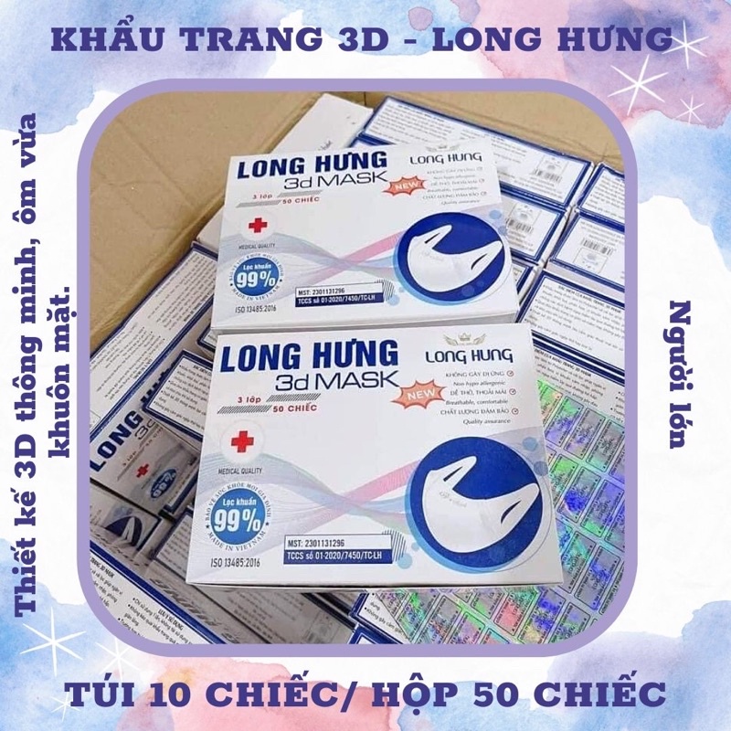 KHẨU TRANG 3D KHÁNG KHUẨN - LONG HƯNG