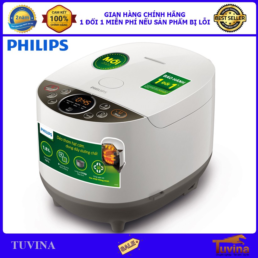 Nồi Cơm Điện Tử Philips 1.8L 1.8 Lít HD4515 - Hàng Chính Hãng (Bảo Hành Toàn Quốc 2 Năm)