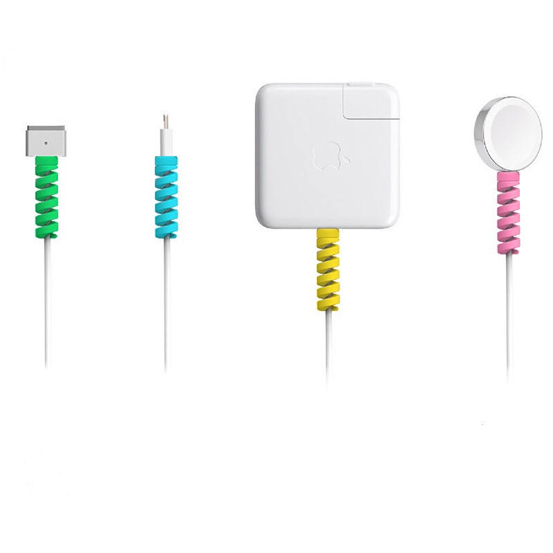 2 Phụ Kiện Bảo Vệ Dây Cáp Dạng Xoắn Bằng Silicon Cho Android USB Iphone