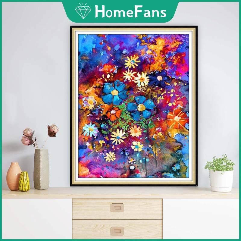 Bộ Tranh Đính Đá 5D Họa Tiết Hoa Nhiều Màu Độc Đáo Kích Thước 40x50cm Trang Trí Nhà Cửa