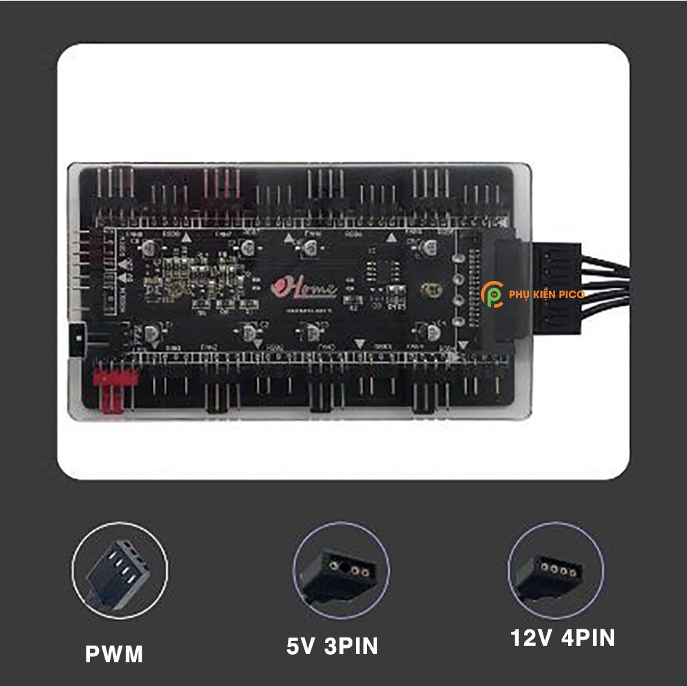 Bộ chuyển đổi LED 5V ARGB 12V RGB PWM 8 cổng - Fan Hub chuyển đổi 12V RGB về 5V ARGB PWM tích hợp