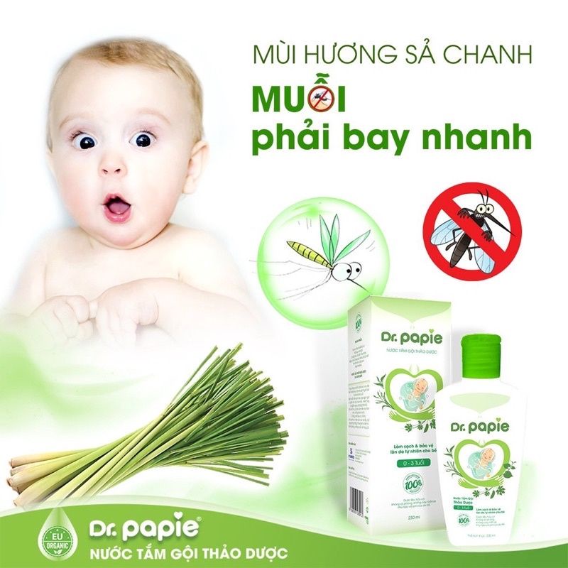 Nước Tắm Gội Thảo Dược Dr Papie 230ml ( 0- 3 tuổi )