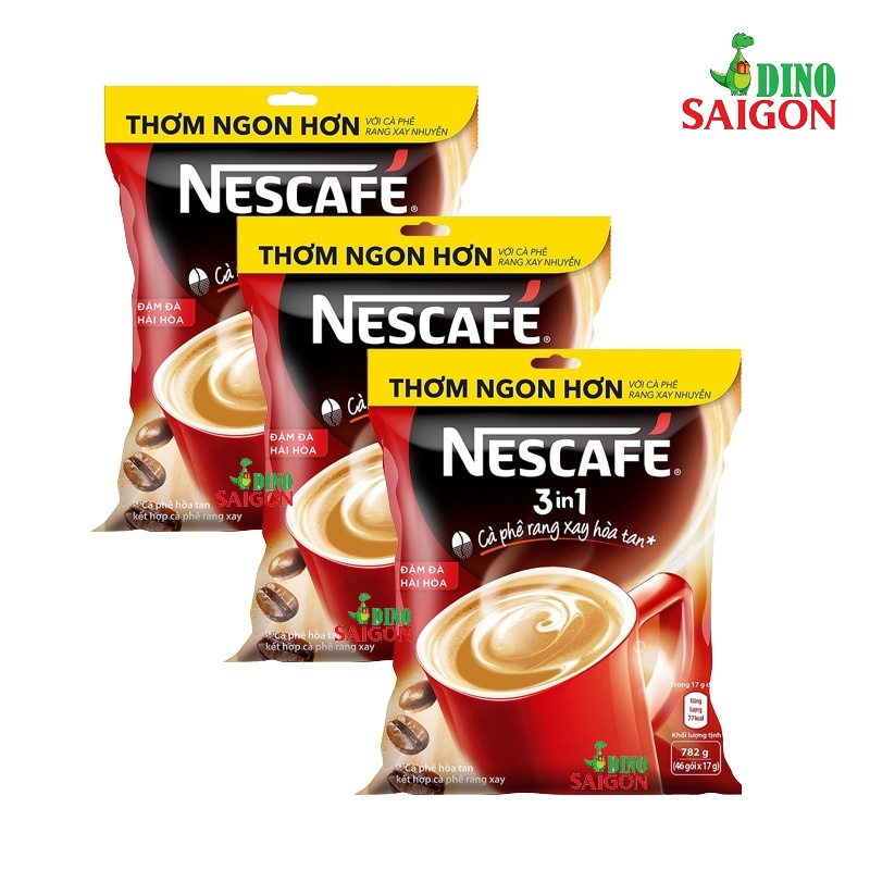 Combo 3 Bịch Cà Phê Rang Xay Hòa Tan Nescafé 3in1 Đậm Đà Hài Hòa (Bịch 46 Gói x 17g)