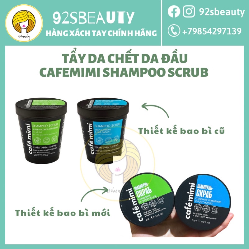 [Đủ bill] Tẩy da chết da đầu Cafe Mimi Super Volume Shampoo Scrub làm sạch sâu ngừa bết tóc, sạch gàu