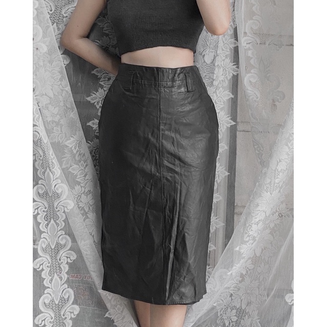 Chân váy da midi 2hand