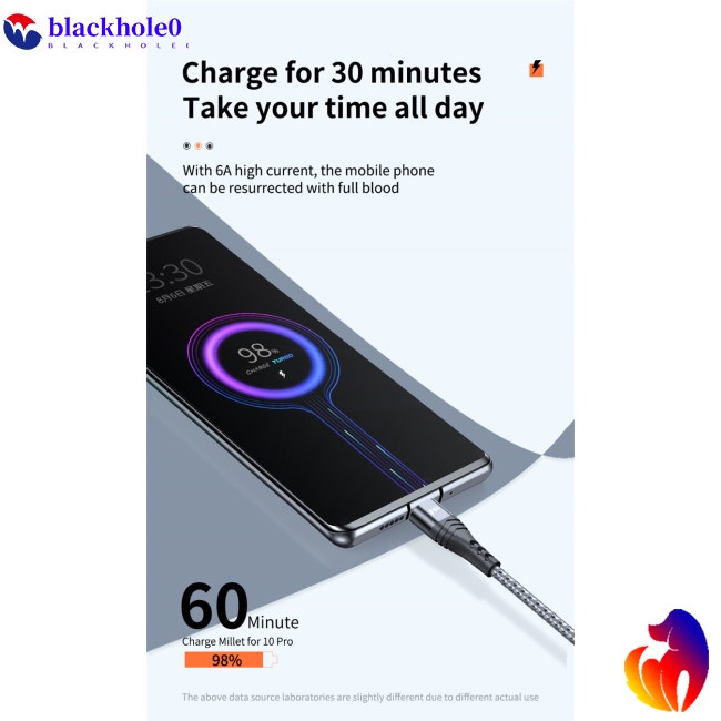 Dây cáp sạc nhanh USB Type C 6a 66w cho Xiaomi Huawei Samsung