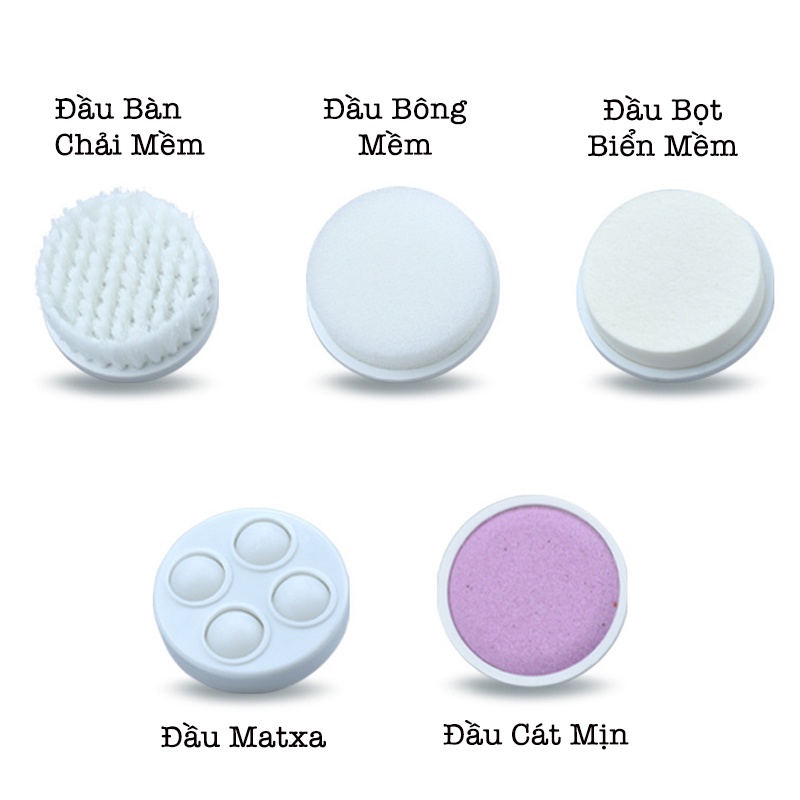 Máy Rửa Mặt Massage Sạch Sâu 5in1 Cao Cấp Kèm 5 Đầu Thay Thế Tiện Dụng, Giúp Rửa Sạch Mặt Và Làm Đẹp Da Hiệu Quả - G38