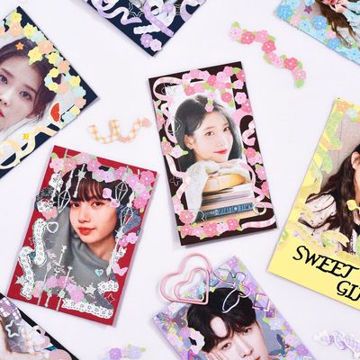 Sticker ribbon hoa holgoram trang trí sổ tay Kpop toploader | BST129