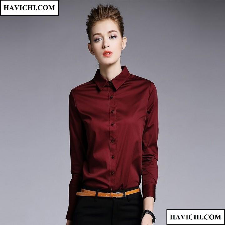 Áo Sơ Mi Nữ Đỏ Công Sở Thoáng Mát Mềm Mịn | BigBuy360 - bigbuy360.vn
