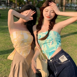 Áo Ống In Họa Tiết Cách Điệu Phong Cách Hàn Quốc Cho Nữ