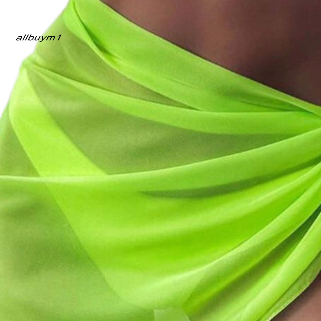 Tất Cả Bikini Màu Trơn Cột Dây Che Phủ Chân Váy Lưới Xẻ Tà Bán Trong Kỳ Nghỉ