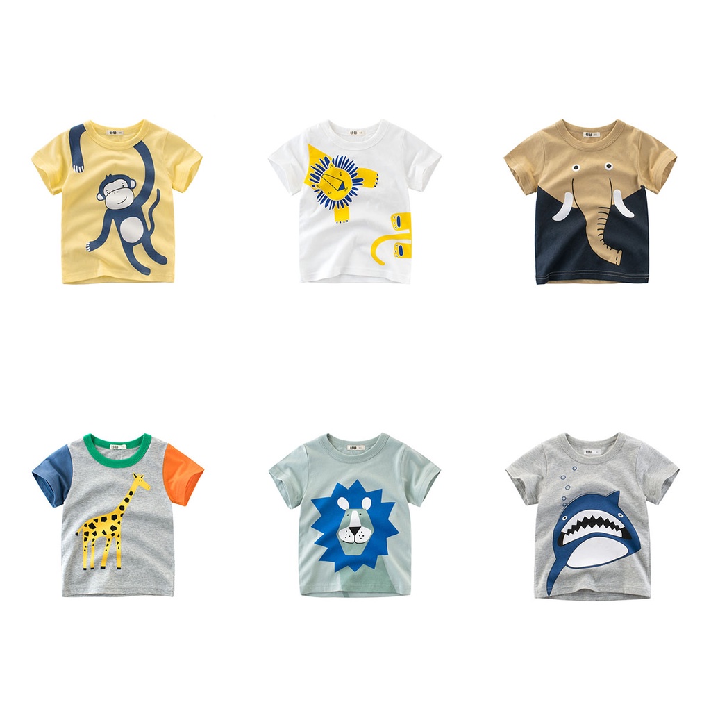 Áo thun bé trai 27KIDS áo phông cho bé cộc tay Animals chất cotton hàng xuất Âu Mỹ