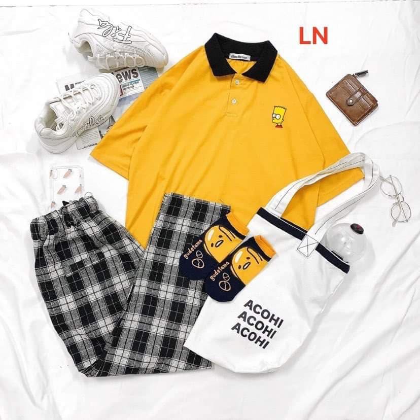 Set áo polo và quần caro