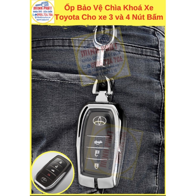 Vỏ Ốp Inox Bảo Vệ Chìa Khoá xe Ô Tô Toyota Hilux Innova Camry corolla cross