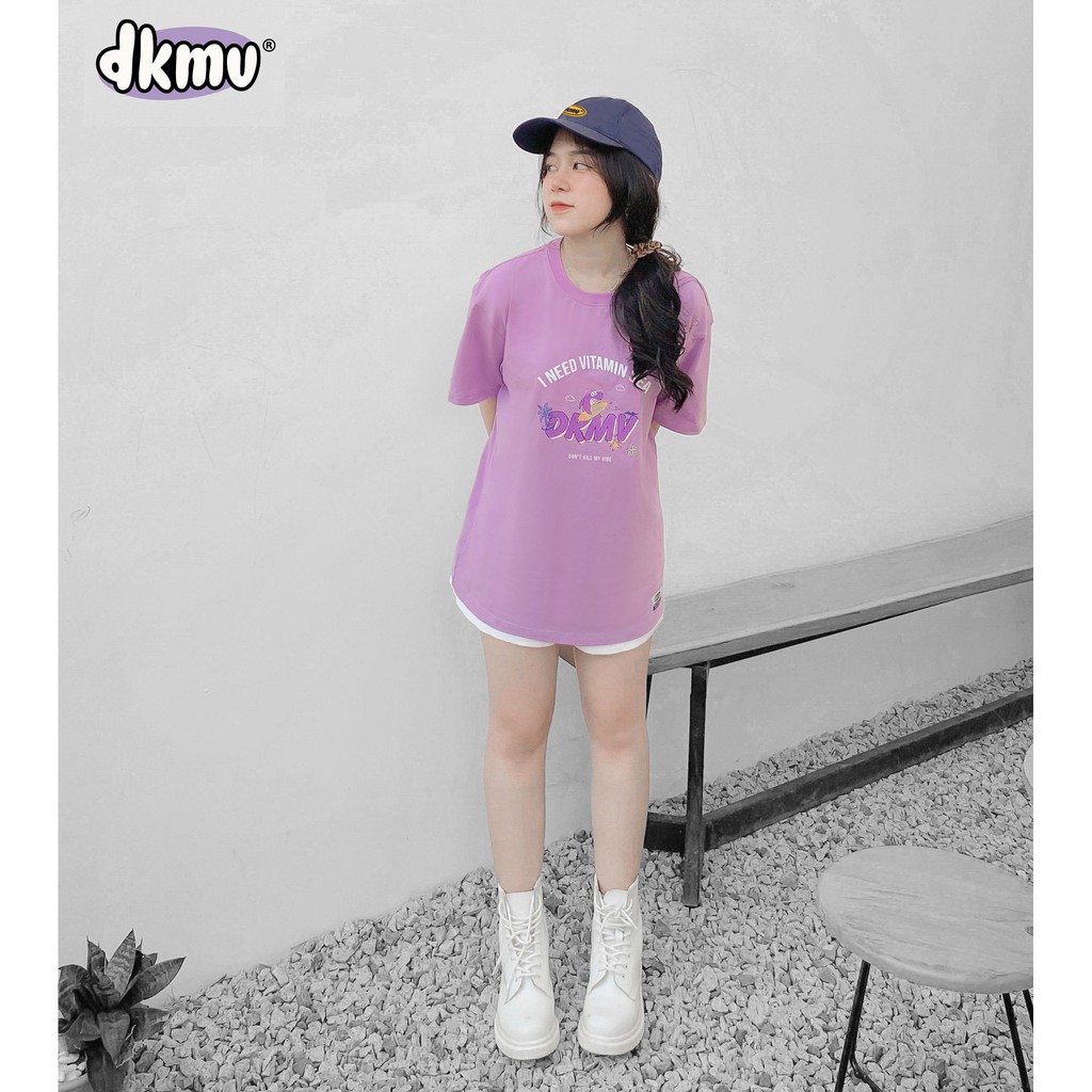 Áo thun nữ cotton màu tím oversize tay ngắn | DKMV Purple Vitamin Sea Tee