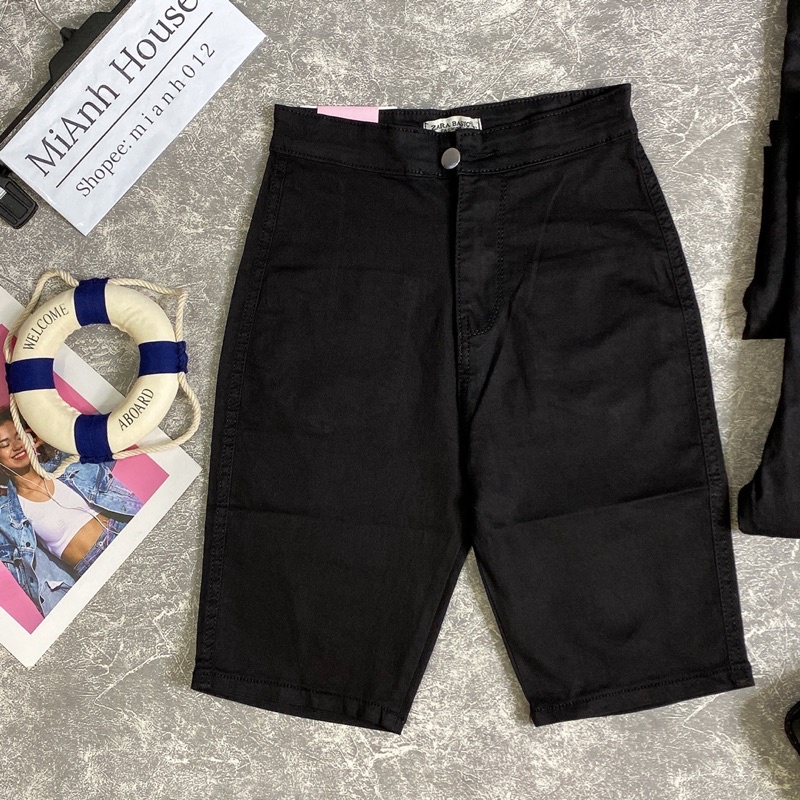 Quần Ngố kaki Trơn Đen Tuyền Co Dãn Basic Dễ Phối Đồ - MiAnhHouse