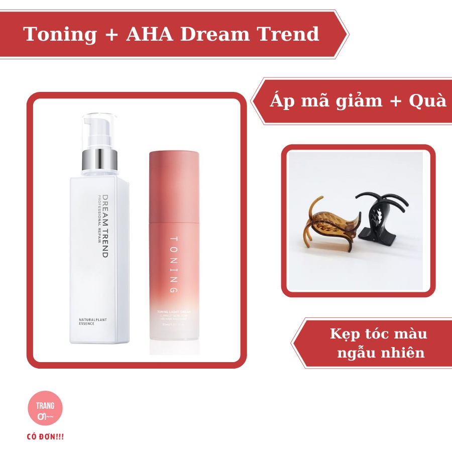 Combo Toning Dream Trend và dưỡng tóc AHA Essence Dream Trend