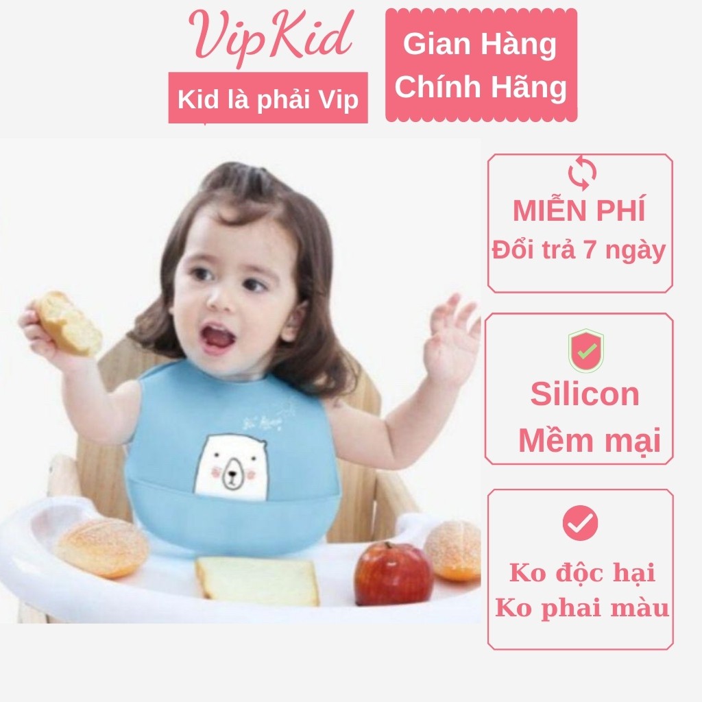 Yếm ăn dặm, Yếm máng silicon cho bé siêu mềm, an toàn không chứa BPA - VIPKID