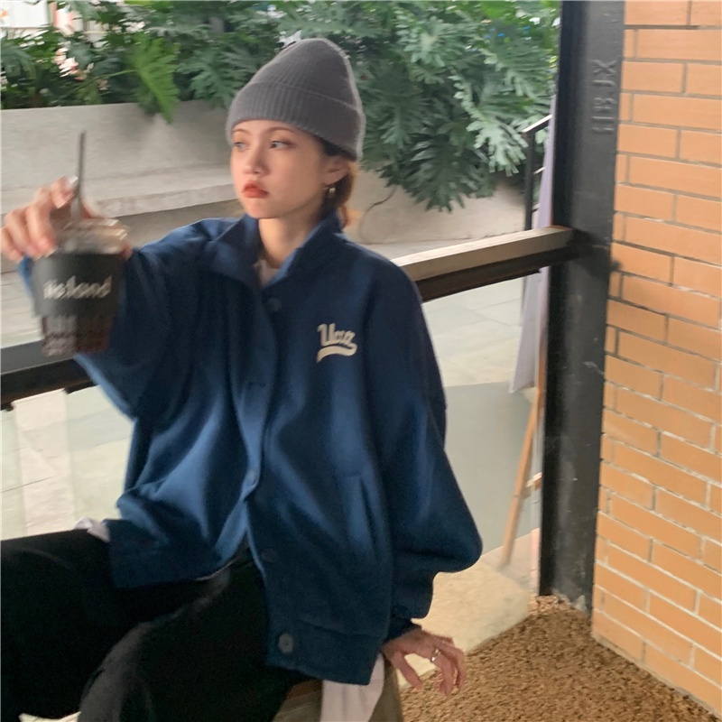 Áo khoác vải nỉ dày dặn dài tay cổ đứng thời trang Hàn Quốc dành cho nữ | BigBuy360 - bigbuy360.vn