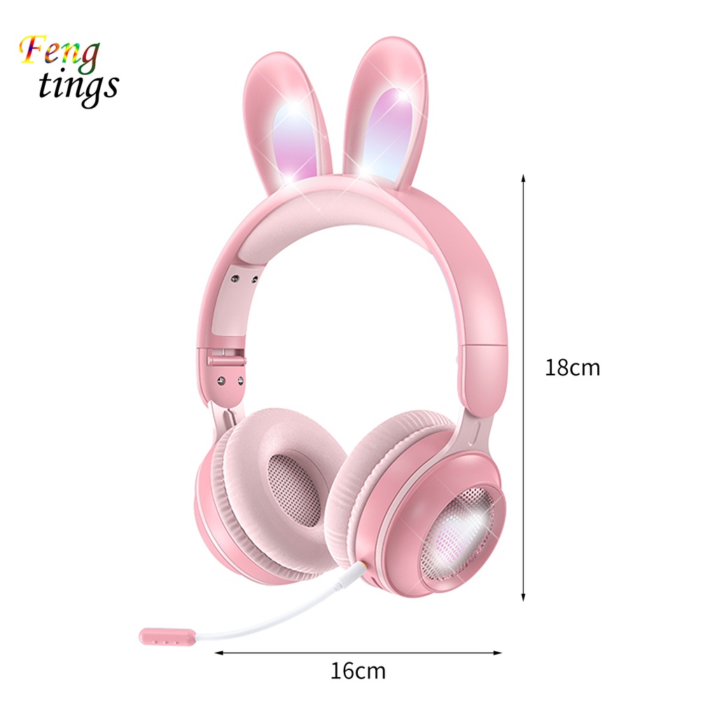 Tai nghe hình tai thỏ hoạt hình có đèn giảm tiếng ồn