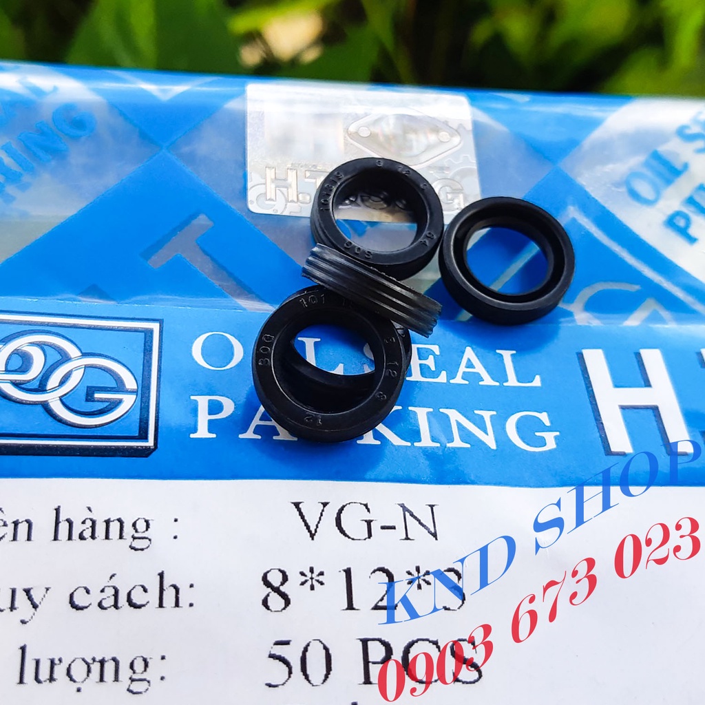 Phốt dầu SOG VG 8*12*3, Phớt chặn nhớt trục chuyên cho phụ tùng máy bơm gạt, máy phát điện và kiềm thủy lực