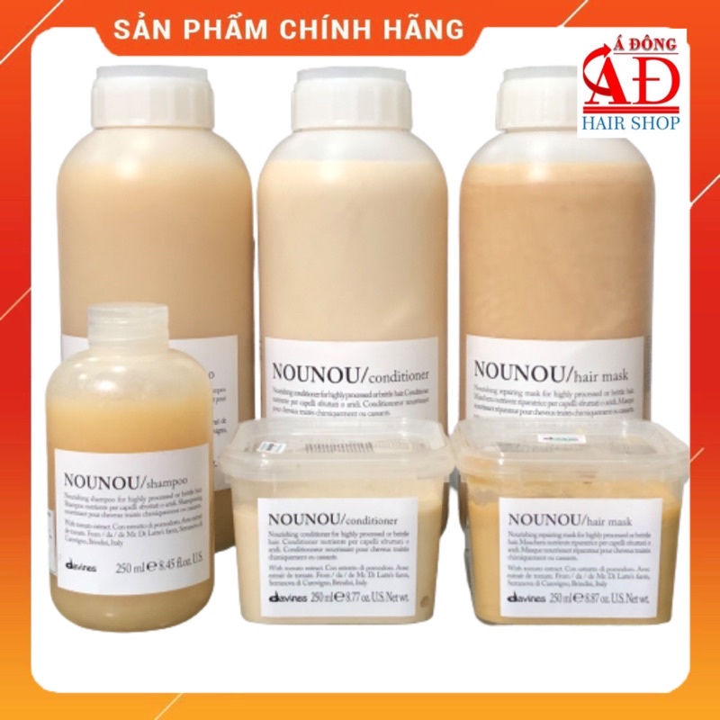 BỘ DẦU GỘI XẢ HẤP Ủ DAVINES NOUNOU SIÊU MỀM MƯỢT CHO TÓC KHÔ XƠ HƯ TỔN DO HOÁ CHẤT ITALY CHÍNH HÃNG
