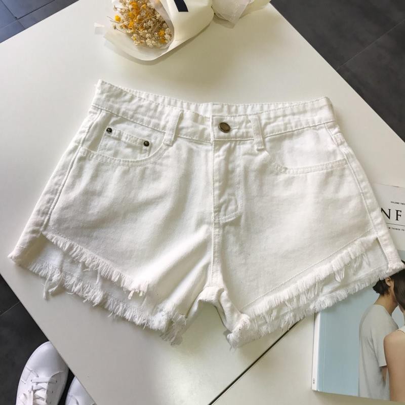 Quần short Denim ống rộng phối rách thời trang hàn quốc